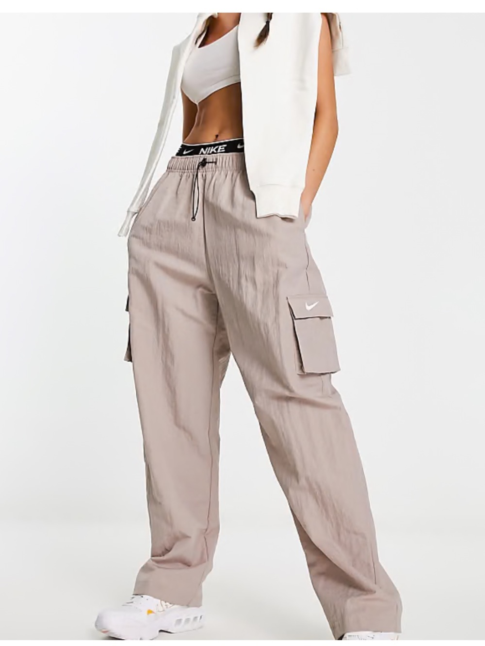Nike Sportswear Essentials High-Rise Woven Cargo Pants in Beige Womens size M
